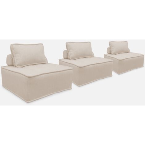 Sofá modular en tela lisa, 3 plazas