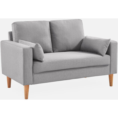 Sofá de tela con patas de madera, 2 plazas