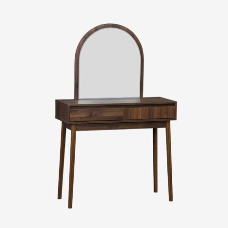 Mueble tocador de madera espejo redondo, 90cm (1/5)