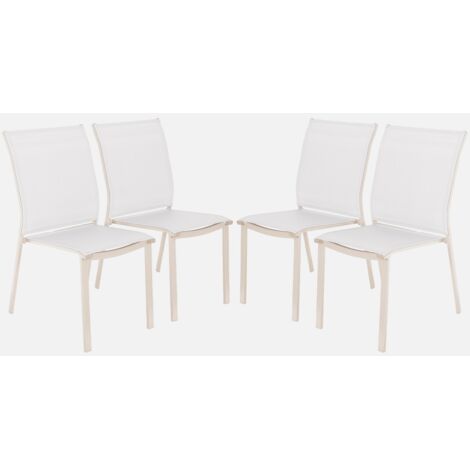 Silla de jardín apilable de aluminio y textilene, set de 4