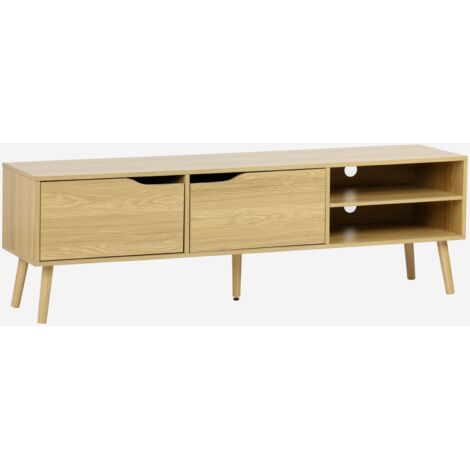 Mueble TV en acabado estilo nogal con 2 puertas, 160cm