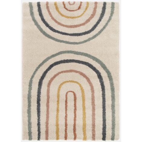 Alfombra infantil rainbow, interior crema y multicolor