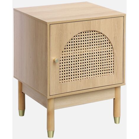 Mesita de madera y caña, 1 puerta