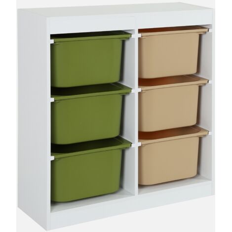 Mueble de almacenamiento infantil, 6 cajas coloridas