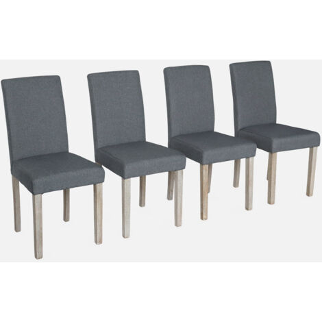 Silla de tela con patas de madera, set de 4
