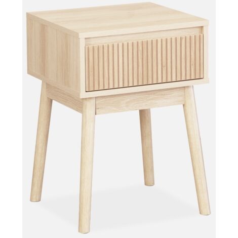Mesita de noche con efecto madera, 1 cajón (1/5)