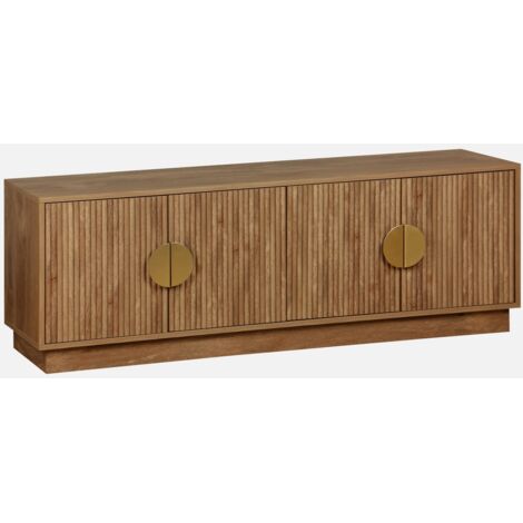 Mueble TV 4 puertas efecto madera de mango exótico, 140cm