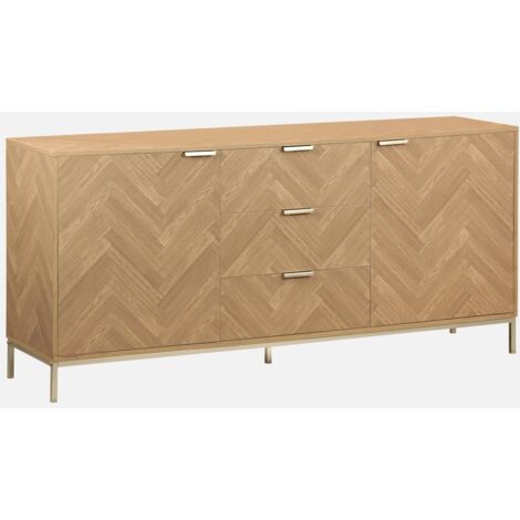 Aparador con efecto espiga de 2 puertas, 160cm