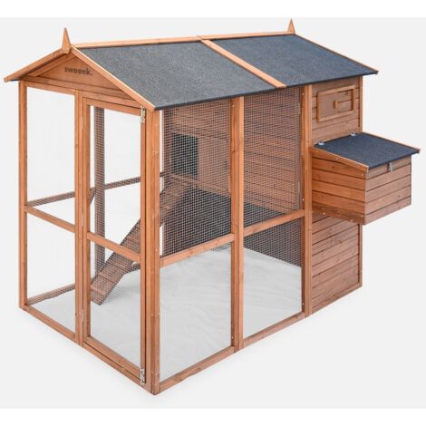 Gallinero de madera con corral para 6 a 8 gallinas
