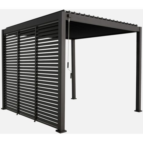 Pérgola bioclimática de aluminio 3x3m con lamas orientables V2 + 3 persianas