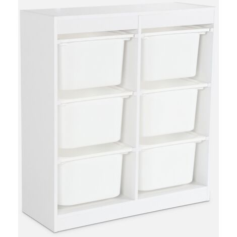 Mueble para niños con 6 cubos de almacenaje