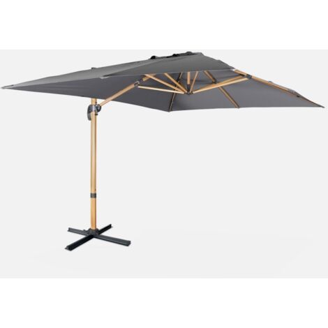 Parasol rectangular poste efecto madera, 3x4m