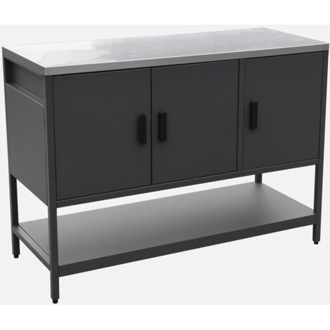 Cocina exterior de acero 3 puertas, 1 estante, 120cm