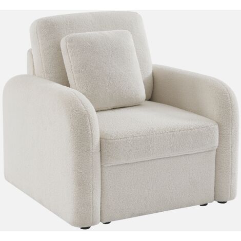 Sillón en tejido borreguito blanco, líneas redondeadas (1/5)