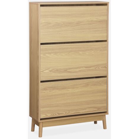 Mueble zapatero escandinavo, decoración en madera