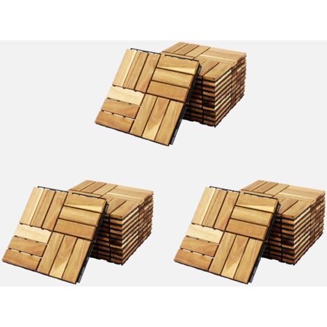 Juego de baldosas de madera para patio de 30 x 30 cm, modelo cuadrado
