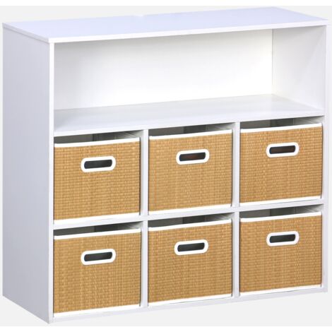 Mueble infantil con 6 cestas de fibra vegetal