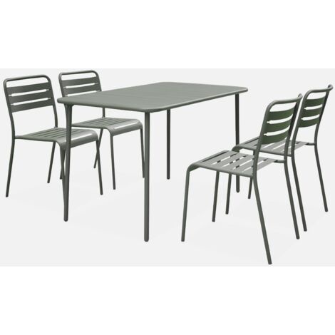 Set mesa de jardín bistró de acero con 4 sillas, 120cm