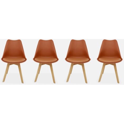 Silla escandinava con patas de madera de haya, set de 4