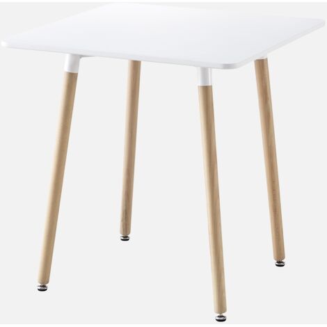 Mesa de comedor cuadrada de MDF y madera de haya, 70cm (1/5)