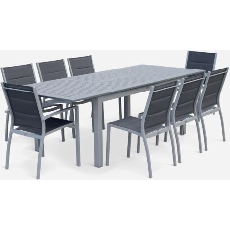 Mesa de jardín extensible de aluminio con 8 sillas