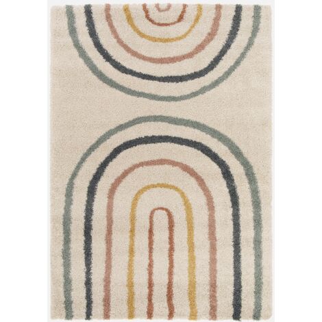 Alfombra infantil rainbow, interior crema y multicolor