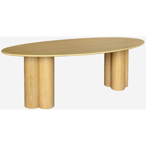 Mesa de comedor ovalada de madera de hevea para 8 personas, 220cm
