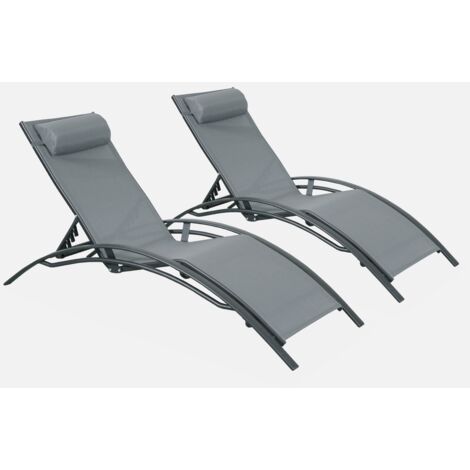 Tumbona de aluminio textileno, set de 2
