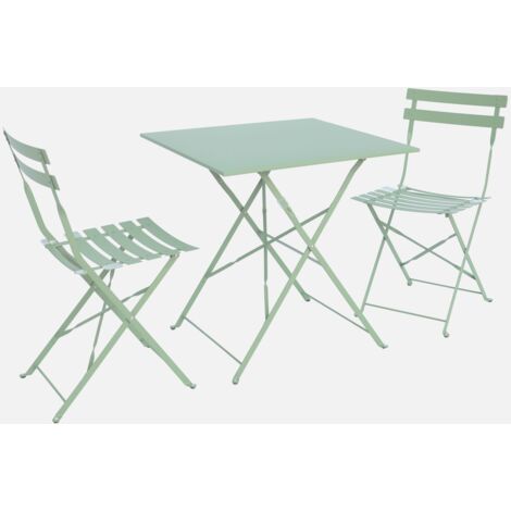 Set mesa de jardín bistró plegable de acero con 2 sillas, 70cm