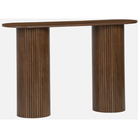 Consola escandinava ovalada efecto madera acanalada
