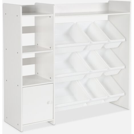 Mueble para niños con 9 cubos, 4 estantes y 1 puerta