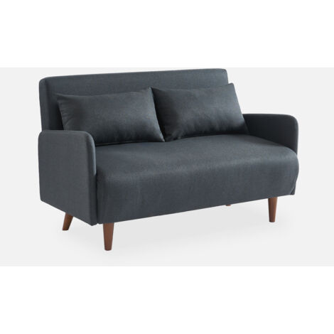 Sofá cama con patas de madera de 2 plazas