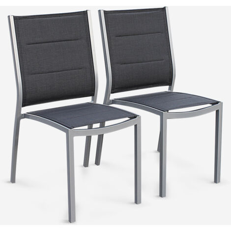 Silla de jardín apilable de aluminio, set de 2