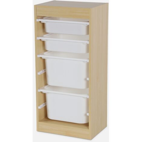 Mueble para niños con 4 cubos de almacenaje