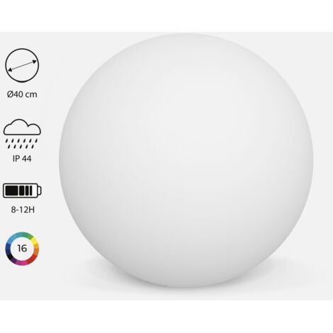 Bola luminosa LED inalámbrica, interior/exterior, 16 colores