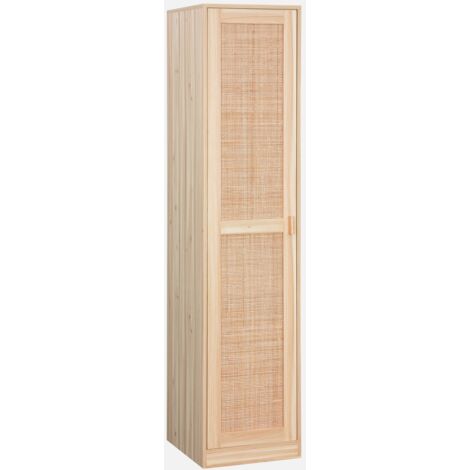 Armario vestidor efecto madera y caña con 1 puerta y 5 estantes