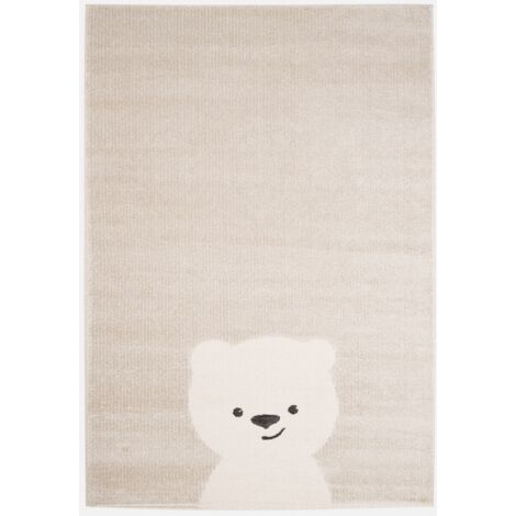 Alfombra infantil de osito en beige / crema