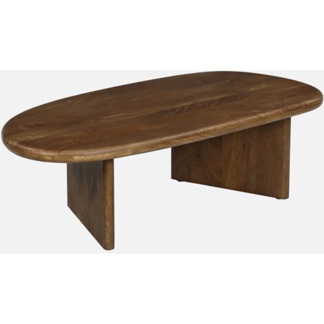 Mesa de centro ovalada de madera de mango maciza