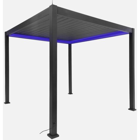 Pérgola bioclimática 3x3m eléctrica de aluminio con iluminación LED