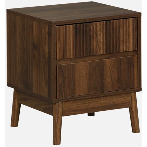 Mesita de noche con efecto madera, 2 cajones