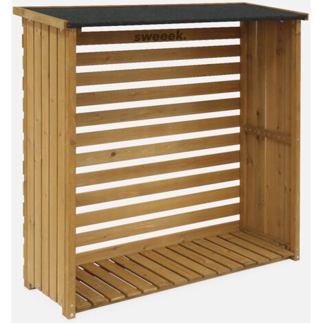 Leñero exterior de madera, 120x45x120cm