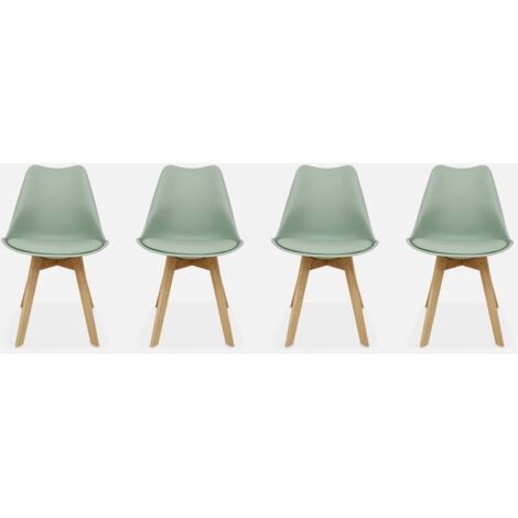 Silla escandinava con patas de madera de haya, set de 4