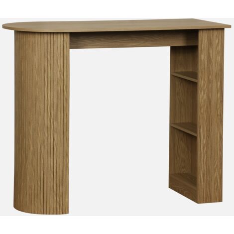 Mesa alta de cocina de madera con espacio de almacenamiento