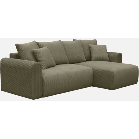 Sofá cama esquinero convertible de pana fina de 3 plazas