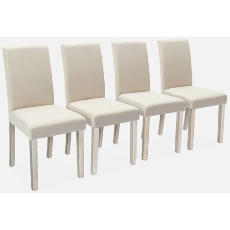 Silla de tela con patas de madera, set de 4