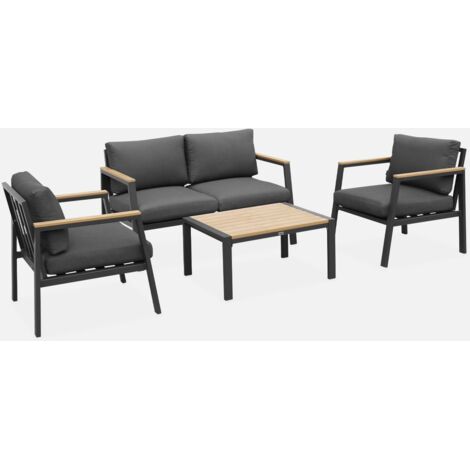 Conjunto de jardín en aluminio y polywood, 4 plazas