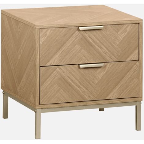 Mesita de noche de efecto madera con dibujo de espiga