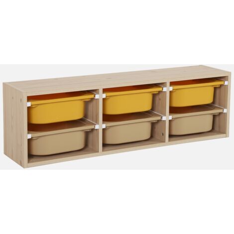 Mueble de almacenamiento infantil horizontal, 6 cajas coloridas