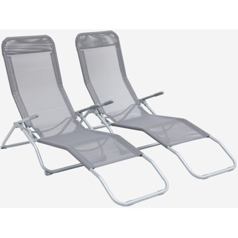 Tumbona plegable de textileno con 2 posiciones, set de 2
