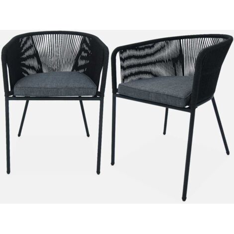 Sillón de jardín de cuerda y acero galvanizado, set de 2